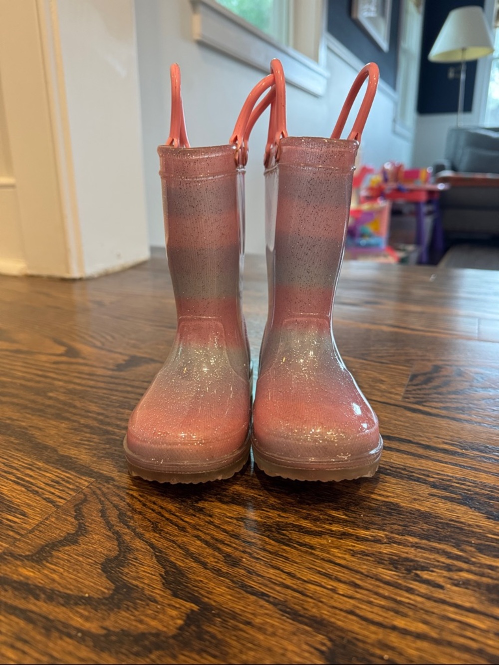 Girls' Glitter Ombre Rain Boots - Pink & Blue - Light UP!!
